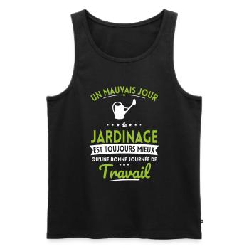 Mauvais jour jardinage mieux que journée travail - Débardeur bio Premium Homme - noir - Devant - Michal (187cm)
