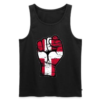 Danemark Drapeau Poing Main Utilisé Symbole - Débardeur bio Premium Homme - noir - Devant - Michal (187cm)