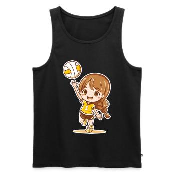 Kleine Volleyballspielerin - Männer Premium Bio Tank Top - Schwarz - Vorne - Michal (187cm)