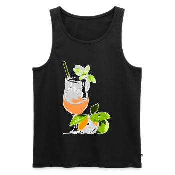 Cocktail Glass Drink with Orange & Mint - Men's Premium Organic Tank Top - black - Front - Michal (187cm)