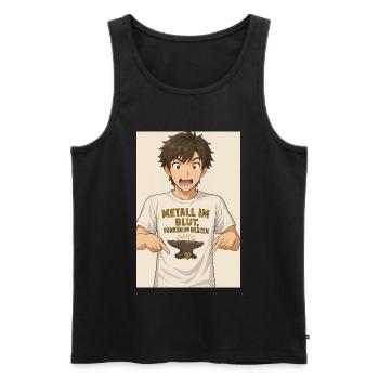Anime Figure Detail T-Shirt - Men's Premium Organic Tank Top - black - Front - AI Model Male 178 light (178cm)