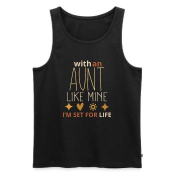 Mit einer Tante wie meiner bin ich fürs Leben gesichert – süßer Ret. - Männer Premium Bio Tank Top - Schwarz - Vorne - AI Model Male 178 light (178cm)
