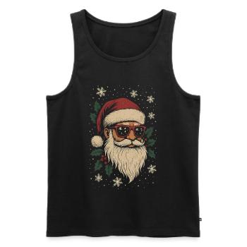 Cooler Weihnachtsmann mit Sonnenbrille Weihnachten - Männer Premium Bio Tank Top - Schwarz - Vorne - Michal (187cm)