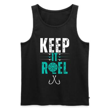 Funny Fishing Dad Angler Fisherman Keep It Reel - Men's Premium Organic Tank Top - black - Front - Michal (187cm)