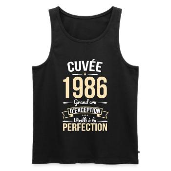 1986 – Aged to perfection - Men's Premium Organic Tank Top - black - Front - AI Model Male 178 light (178cm)