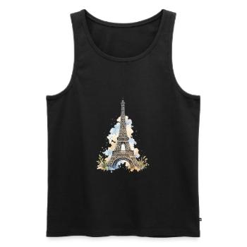 Watercolor Eiffel Tower Impression - Men's Premium Organic Tank Top - black - Front - Michal (187cm)