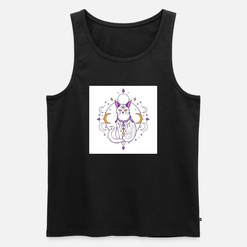mystisch-Katze-Mond-himmlisch-A - Männer Premium Bio Tank Top - Schwarz