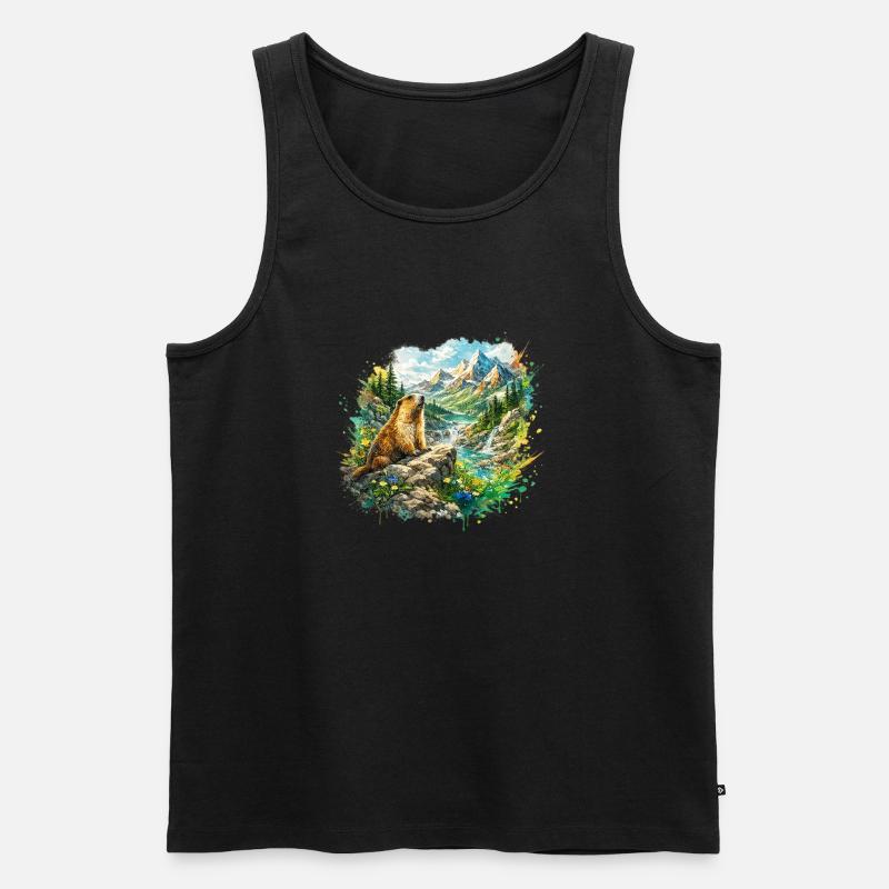 Murmeltierwaldlandschaft - Männer Premium Bio Tank Top - Schwarz