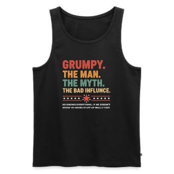 Grumpy – The Legend & the Bad Influence - Men's Premium Organic Tank Top - black - Front - Michal (187cm)