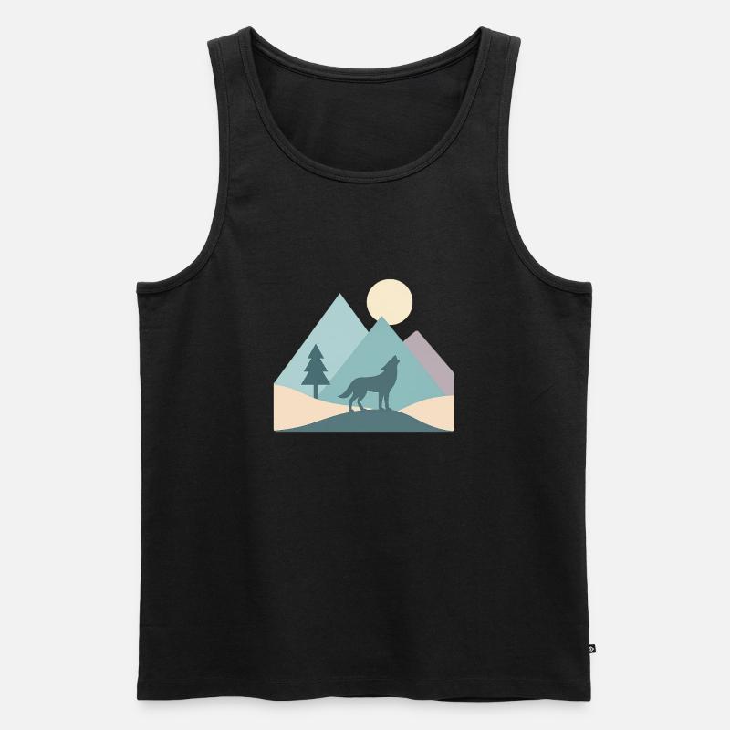 Wolf - Männer Premium Bio Tank Top - Schwarz