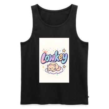 Lowkey Cat Dream Cloud - Men's Premium Organic Tank Top - black - Front - AI Model Male 178 light (178cm)