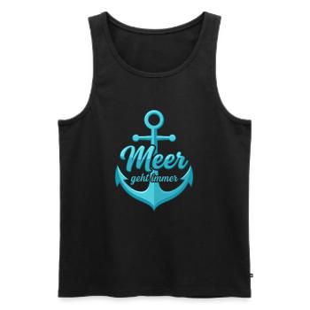 Das Meer geht immer mit Anker lustige Meer Sprüche - Männer Premium Bio Tank Top - Schwarz - Vorne - Michal (187cm)
