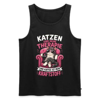 Katzen Sind Meine Therapie Kaffee Mein Antrieb - Männer Premium Bio Tank Top - Schwarz - Vorne - Michal (187cm)