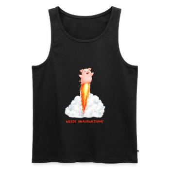 Raketen Schwein Unaufhaltsam - Männer Premium Bio Tank Top - Schwarz - Vorne - Michal (187cm)