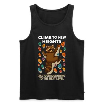 Bouldern Waschbär Motivation: Climb New Heights - Männer Premium Bio Tank Top - Schwarz - Vorne - Michal (187cm)