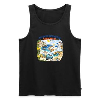 Mittelmeer-Sommer-Mosaik - Männer Premium Bio Tank Top - Schwarz - Vorne - Michal (187cm)