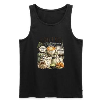 Culture Café Paris Illustration - Débardeur bio Premium Homme - noir - Devant - Michal (187cm)