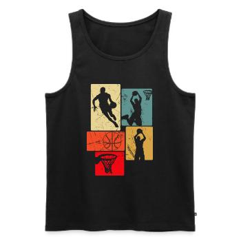 Basketball im Retro-Stil - Männer Premium Bio Tank Top - Schwarz - Vorne - AI Model Male 178 light (178cm)