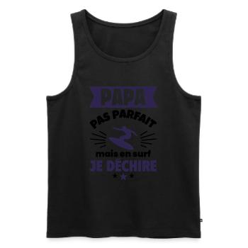Papa pas parfait, mais en surf je déchire - Débardeur bio Premium Homme - noir - Devant - Michal (187cm)