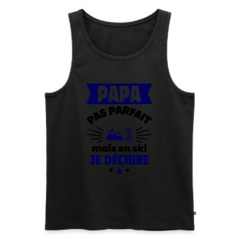 Papa pas parfait, mais en ski je déchire - Débardeur bio Premium Homme - noir - Devant - Michal (187cm)