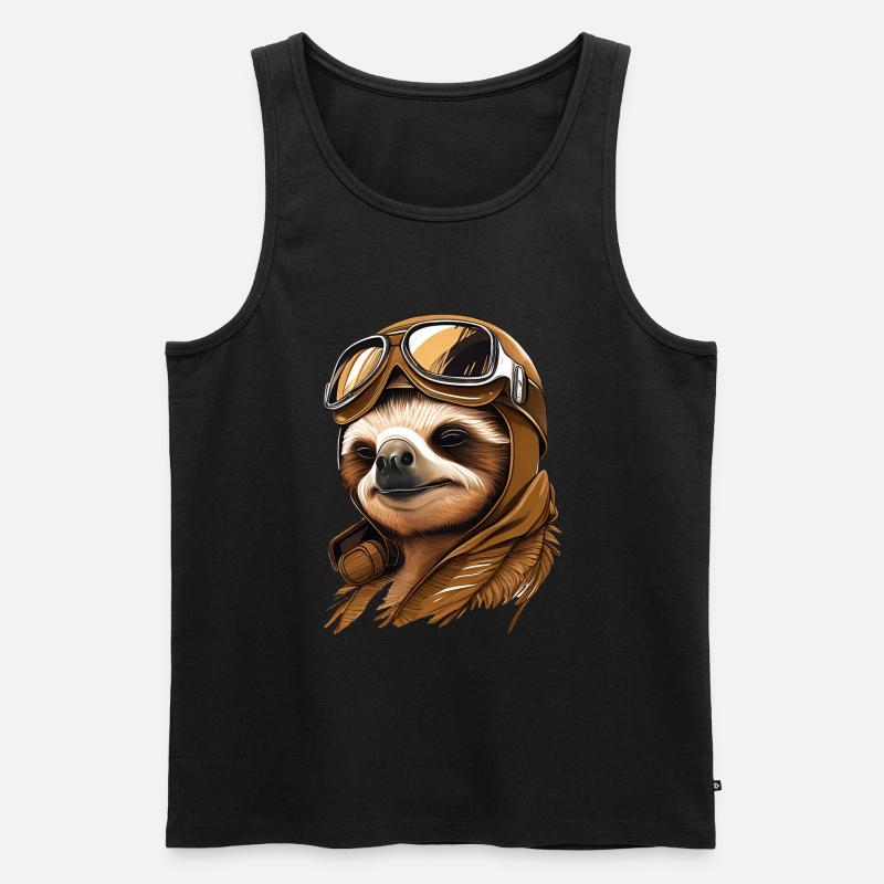 Faultier mit Fliegerbrille - Männer Premium Bio Tank Top - Schwarz