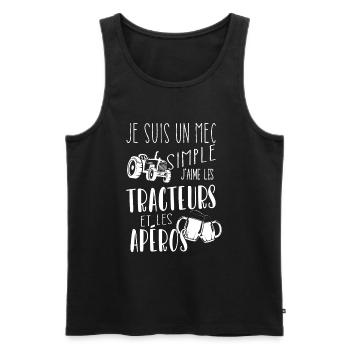 Je suis Un mec Simple J'aime Les tracteurs - Débardeur bio Premium Homme - noir - Devant - Michal (187cm)