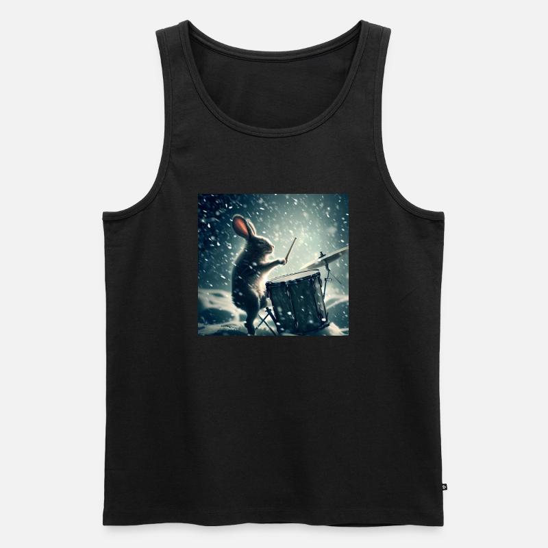 Drumming Rabbit - Männer Premium Bio Tank Top - Schwarz