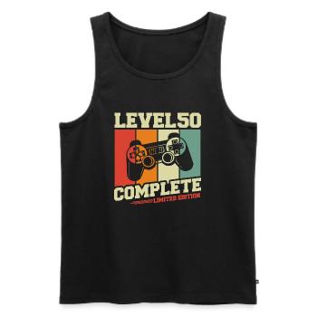 50 Birthday Gift - Level 50 Complete - Men's Premium Organic Tank Top - black - Front - Michal (187cm)