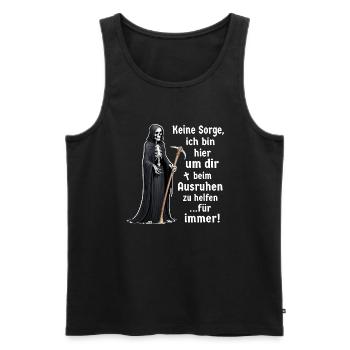 Sensenmann Tod schwarzer Humor lustige Sprüche - Männer Premium Bio Tank Top - Schwarz - Vorne - AI Model Male 178 light (178cm)