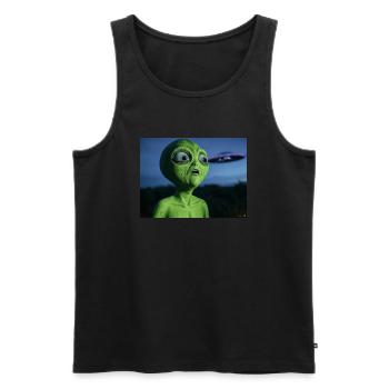Green Alien Eye-Catcher UFO - Men's Premium Organic Tank Top - black - Front - AI Model Male 178 light (178cm)