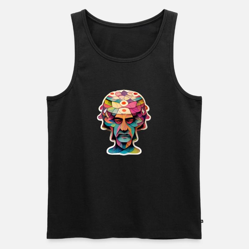 Psychedelic Head - Männer Premium Bio Tank Top - Schwarz