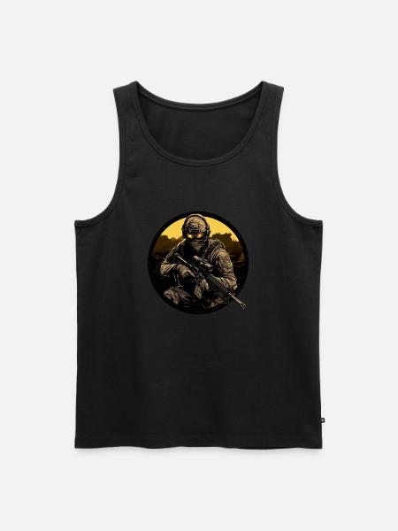 Army Soldier Sniper Soldat Logo - Men's Premium Organic Tank Top - black