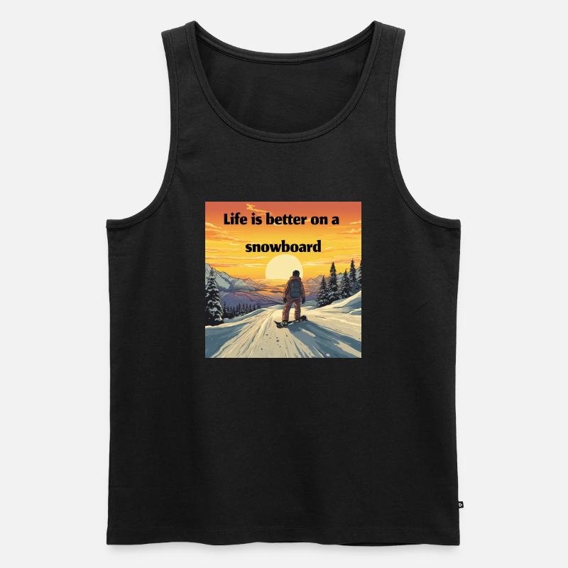 Snowboard Loving Retro Sunset Style - Männer Premium Bio Tank Top - Schwarz