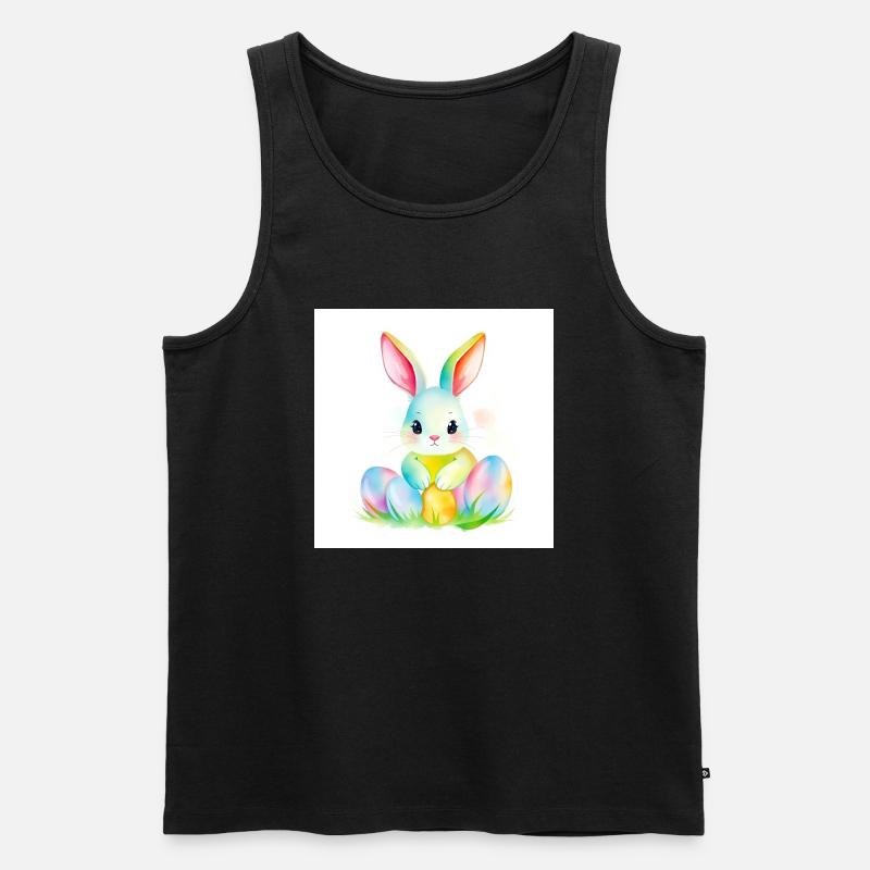 Bunte Eier & flauschiger Hase - Männer Premium Bio Tank Top - Schwarz