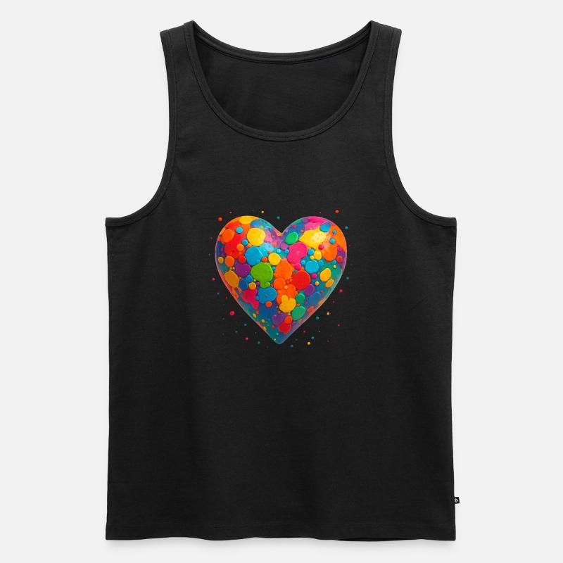 Herz Farbenfroh - Männer Premium Bio Tank Top - Schwarz