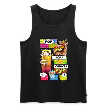 PopArt Comics ! - Débardeur bio Premium Homme - noir - Devant - Michal (187cm)