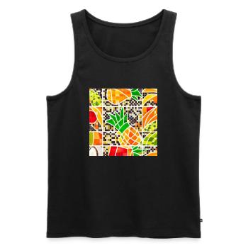 Tropische Früchte Mosaik - Männer Premium Bio Tank Top - Schwarz - Vorne - Michal (187cm)