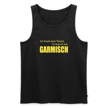 Therapie GARMISCH - Männer Premium Bio Tank Top - Schwarz - Vorne - AI Model Male 178 light (178cm)