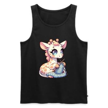Giraffe strickt Giraffenpullover mit hohen Maschen - Männer Premium Bio Tank Top - Schwarz - Vorne - Michal (187cm)