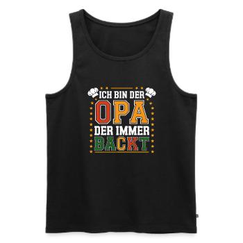 Ich bin der Opa der immer backt lustiger Opaspruch - Männer Premium Bio Tank Top - Schwarz - Vorne - Michal (187cm)