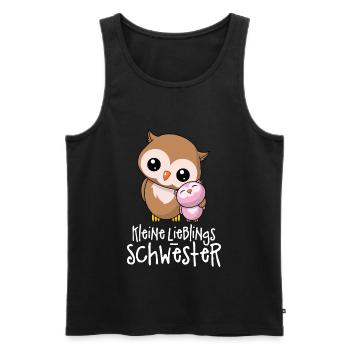 Kleine Lieblingsschwester - Beste Schwester Eulen - Männer Premium Bio Tank Top - Schwarz - Vorne - Michal (187cm)