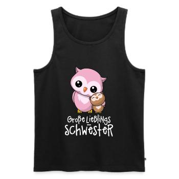 Große Lieblingsschwester - Beste Schwester Eulen - Männer Premium Bio Tank Top - Schwarz - Vorne - Michal (187cm)