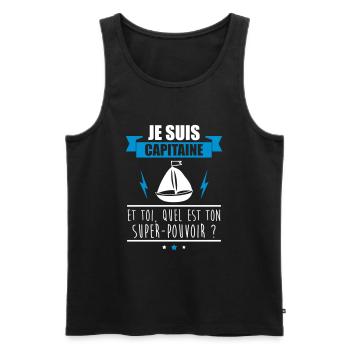 Je suis capitaine idée cadeau bateau - Débardeur bio Premium Homme - noir - Devant - Michal (187cm)