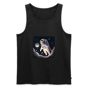 Spacecat Weltall Katze - Männer Premium Bio Tank Top - Schwarz - Vorne - AI Model Male 178 light (178cm)