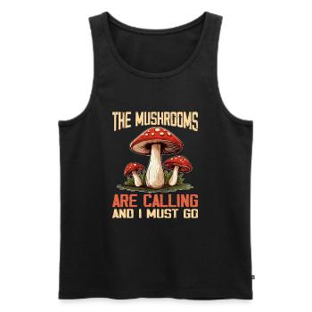 Les champignons m’appellent et je dois y aller - Débardeur bio Premium Homme - noir - Devant - AI Model Male 178 light (178cm)