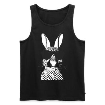 Fashionable Fashion Black and White Rabbit With Glasses - Men's Premium Organic Tank Top - black - Front - AI Model Male 178 light (178cm)