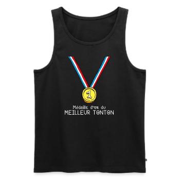 T-shirt Médaille d'or du meilleur tonton - Débardeur bio Premium Homme - noir - Devant - Michal (187cm)