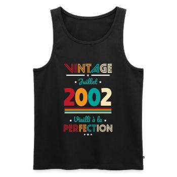 Anniversaire 20 ans - Vintage - Juillet 2002 - Débardeur bio Premium Homme - noir - Devant - Michal (187cm)