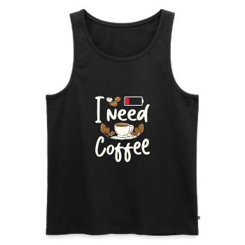 I Need Coffee Funny Coffee Lover Battery - Männer Premium Bio Tank Top - Schwarz - Vorne - AI Model Male 178 light (178cm)