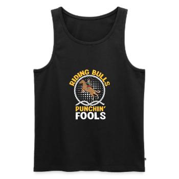 Riding Bulls Punchin Fools Funny Bull Riding - Männer Premium Bio Tank Top - Schwarz - Vorne - AI Model Male 178 light (178cm)